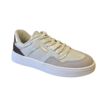 Imagem de Tênis Casual Fem Beira Rio Napa Off White/Dourado 4343.102 Tamanho:35C