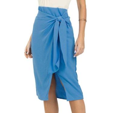 Imagem de Saia Midi Feminina Com Nó Endless Azul