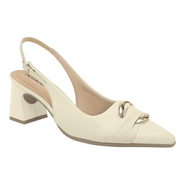Imagem de Scarpin Piccadilly Bico Fino Salto Bloco Slingback 764020, 36, Off whi