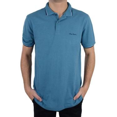 Imagem de Camisa Polo Masculina Pierre Cardin Piquet Azul - 455302, P, Azul