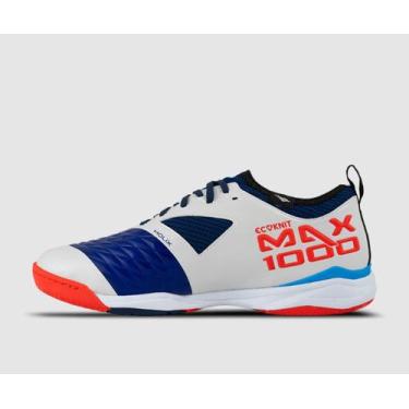 Imagem de Chuteira Futsal Penalty Max 1000 Ecoknit Masculina, 40, Branco, Vermel