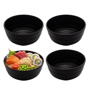 Imagem de Jogo 4 Bowl Preto Tigela Japonesa Tokyo Melamina Comida Restaurante 45