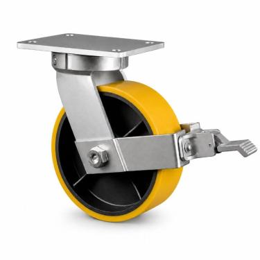 Imagem de Rodízio Giratório Kingpinless 8x3 Master Roll Carga Pesada 1.200KG com Freio Amarelo Colson