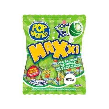 Imagem de Pirulito Pop Mania Maxxi Maça Verde Pinta Língua 672g