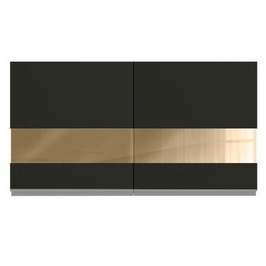 Imagem de Armário Aéreo Madesa Glamy 120 Cm 2 Portas com Vidro Branco Preto