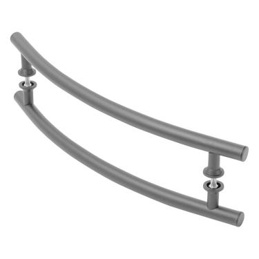 Imagem de Puxador De Porta Tubular Curvo Lateral Preto 80cm