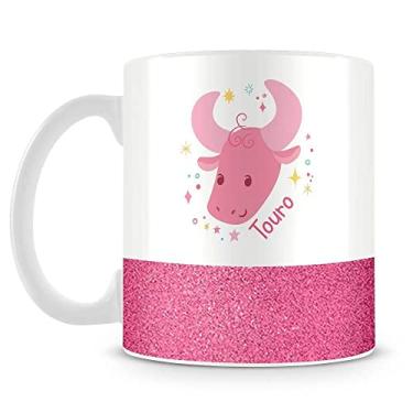 Imagem de Caneca Personalizada Base Glitter Rosa - Signo Touro