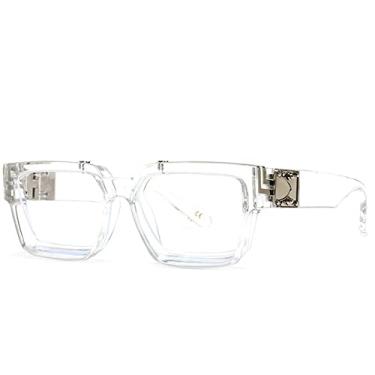 Imagem de Óculos de sol quadrados superdimensionados femininos de luxo masculinos óculos de sol vintage designer uv400 retro óculos com estojo, 1165 C1