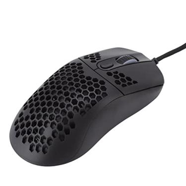 Imagem de Luqeeg Mouse profissional para jogos com fio - 12000 DPI, concha de favo de mel, luz de fundo RGB, 6 modos de efeito de iluminação, ultraleve, mouse ergonômico para jogos USB tipo C (preto)