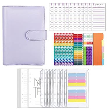 Imagem de Pasta para notebook em couro - contabifolha solta couro PU | Organizador planejador orçamento com capa fichário 6