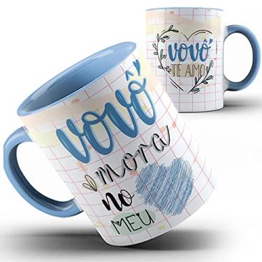 Imagem de Caneca azul xícara Vovô avô mora no meu coração