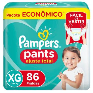 Imagem de Fralda Pampers Pants Ajuste Total Tamanho XG com 86 Fraldas Descartáveis