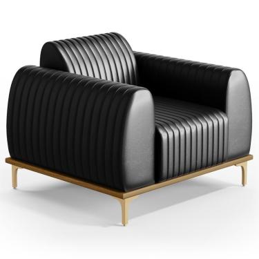 Imagem de Poltrona Decorativa Base Gold Molino D06 Pu B-159 Preto