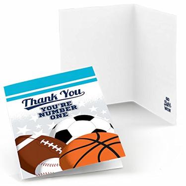 Imagem de Go, Fight, Win - Esportes - Cartões de agradecimento para chá de bebê ou festa de aniversário (8 unidades)