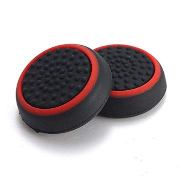 Imagem de Boné Joystick de silicone com aderência analógica, capa de polegar para controle de jogos PS4 PS3 Xbox One Xbox 360 (preto-vermelho)
