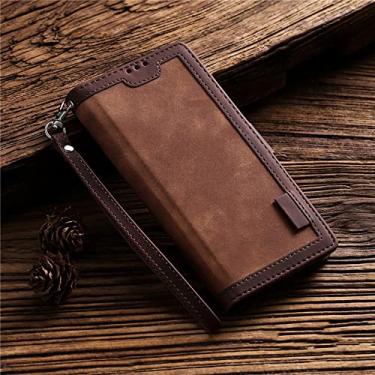 Imagem de Capa magnética de couro retrô para iPhone 14 13 12 Mini 11 X XS Pro Max XR 8 7 6 6s Plus SE 2020 2022 Flip Wallet Cards Phone Cover, Dark Brown, For iPhone 14ProMax 6.7inch