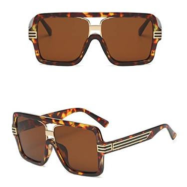 Imagem de Óculos de sol de tamanho grande retrô feminino designer quadrado preto óculos de sol de luxo óculos de proteção uv400 decoração hipster, chá douhua, tamanho único