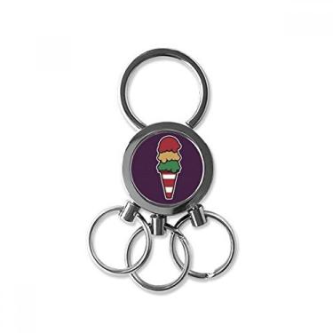 Imagem de Chaveiro de metal de aço inoxidável com três camadas sabor doce gelo doce chaveiro de carro clipe presente, Multicolorido.