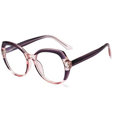 Imagem de Óculos redondos moda arco-íris armação transparente transparente óculos femininos óculos claros, 7, tamanho único