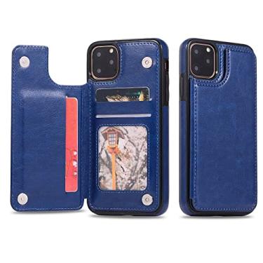 Imagem de Capa de couro retro PU flip para iPhone 14 13 12 11 Pro Max SE 2022 2020 X XR XS Max 8 7 6 6S Plus 5S Multi Suporte para Cartão Capa, Azul, Para iPhone 8