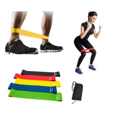 Imagem de Kit Fitas Elásticas 5 Níveis de carga Fitness Fisioterapia Funcional treino livre