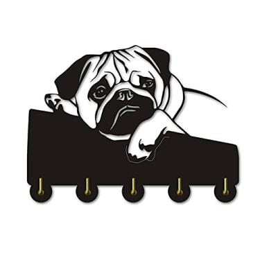 Imagem de KIZQYN Ganchos de casaco forma de cachorro vertical sobre a porta organizador rack casacos suporte de tampas com 5 ganchos adesivo forte ganchos de madeira cabide de casaco montado na parede (cor: b)