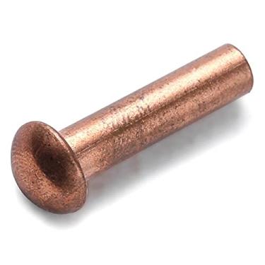Imagem de CREULT Rebites sólidos redondos de cobre M8 x 20 mm de comprimento, cabeça de cogumelo, percussão, fixadores de rebite, material condutor resistente à corrosão (4 peças)