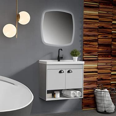 Imagem de Gabinete Armario para Banheiro 100% MDF com Cuba - Crotone Lineo 60cm