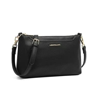 Imagem de AMELIE GALANTI Pequena bolsa transversal para mulheres, bolsa de ombro de couro com alça ajustável, 1 preto