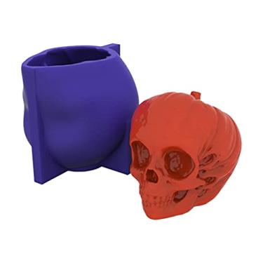 Imagem de Molde de silicone para aromaterapia de vela de caveira de abóbora de Halloween