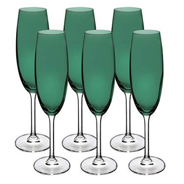 Imagem de Jogo de 6 Taças para champanhe Gastro em cristal ecológico 220ml A24cm verde escura