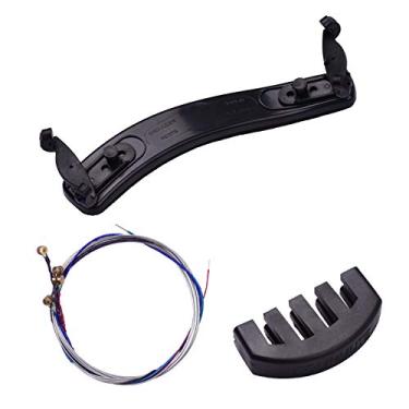 Imagem de Fesjoy Kit de acessórios para violino, suporte de ombro para violino, conjunto de cordas silenciosas para violinos 3/4 4/4