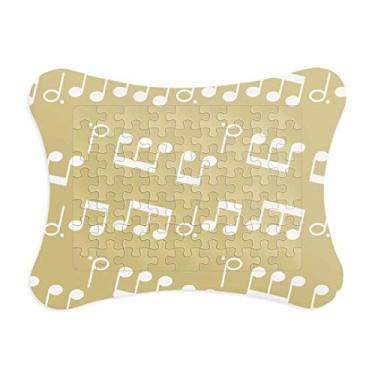 Imagem de White Music Notes Moldura de quebra-cabeça amarela clara Jogo de cartas de papel Casa
