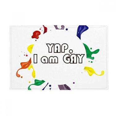 Imagem de DIYthinker LGBT Tapete de porta de banheiro com bandeira de arco-íris Yap I Am Men