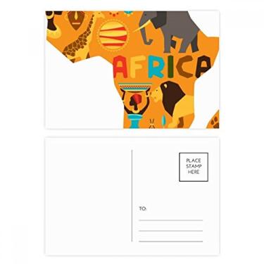 Imagem de Mapa da África Elefante Ilustração Savanna Africana Conjunto de cartões postais de aniversário Cartão de agradecimento