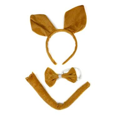 Imagem de Brown Canguru Headband Bowtie Tail 3pc Costume para Criancas Halloween ou Festa