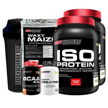 Imagem de Kit 2x Iso Protein Baunilha + BCAA 100g + Power Creatina 100g + Waxy Maize + Coqueteleira - Bodybuilders