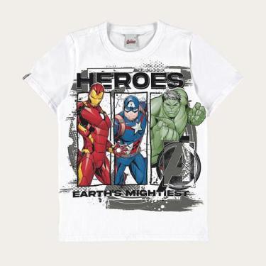Imagem de Camiseta Avengers Malwee Hulk Capitão América Thor Vingadores Tam 4 Ao