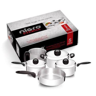 Imagem de Jogo Conjunto de Panelas Eterna com 5 Peças em Alumínio Polido Nigro