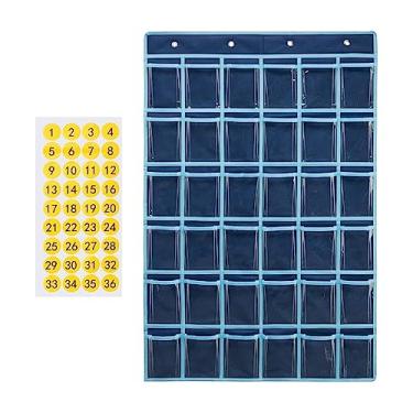 Imagem de Gralara de bolso de sala de aula organizador para pendurar na parede ou na porta, suporte para calculadora, organizador de bolso durável, bolsa de, azul-marinho