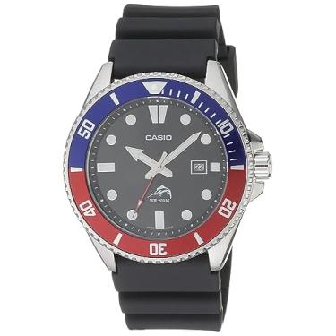 Imagem de Casio Relógio de mergulho masculino MDV106-1AV 200 M WR preto (MDV106-1A), Preto/vermelho, Clássico