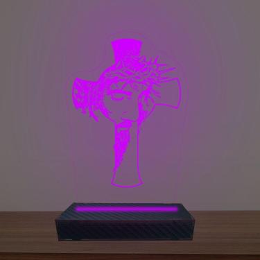 Imagem de Luminária Led 3d Jesus Na Cruz Abajur Luxo