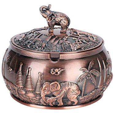 Imagem de Cinzeiro Vintage OKJHFD Com Tampa, Design De Metal De Liga De Zinco à Prova De Vento Para Decoração De Casa Exclusiva E Presente Artesanal