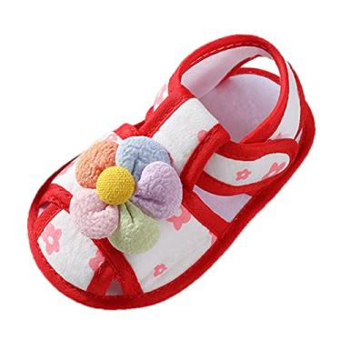 Imagem de Sandálias de gelatina para meninas tamanho 12 primavera e verão infantil sapatos infantis sandálias de menina plana tamanho 8, Vermelho, 0-6 Meses