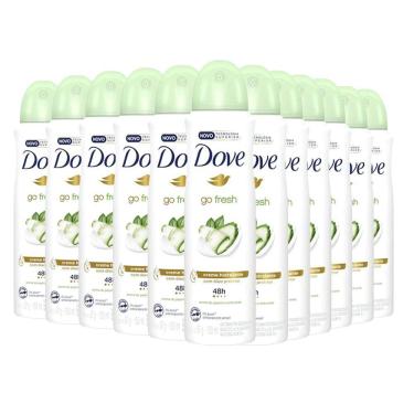 Imagem de Kit 12 Desodorantes Aerosol Dove Go Fresh Pepino E Chá Verde 150ml
