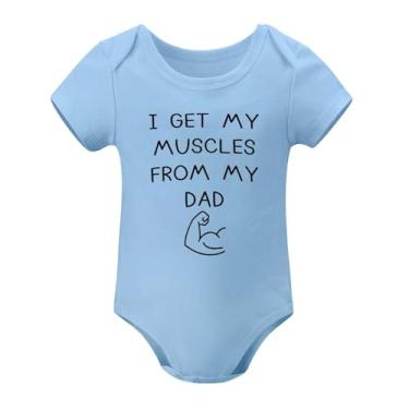Imagem de SHUYINICE Macacão infantil unissex I Get My Muscles from My Dad Body de uma peça macacão divertido para recém-nascido, Azul-celeste, 18-24 Months