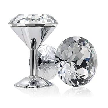 Imagem de Conjunto de ferragens de banheiro de prata polido anel de toalha de latão sólido Suporte de secador de cabelo montado na parede com acessórios de banheiro de cristal, gancho único para roupão