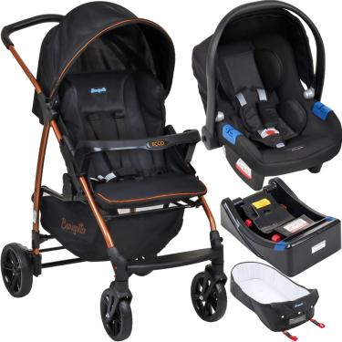 Imagem de Carrinho Burigotto Rio K Bebe Conforto Base Ninho Preto Cobre