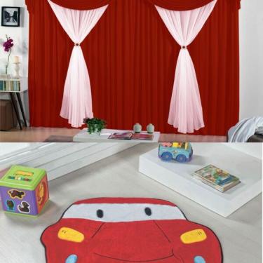 Imagem de Kit Decoração P/ Quarto De Menino = Cortina Malha Jessica + T