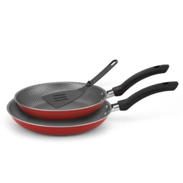 Imagem de KIT ENJOY 02 FRIGIDEIRAS FRANCESAS 18CM E 22CM COM ESPÁTULA ANTIADERENTE VERMELHO